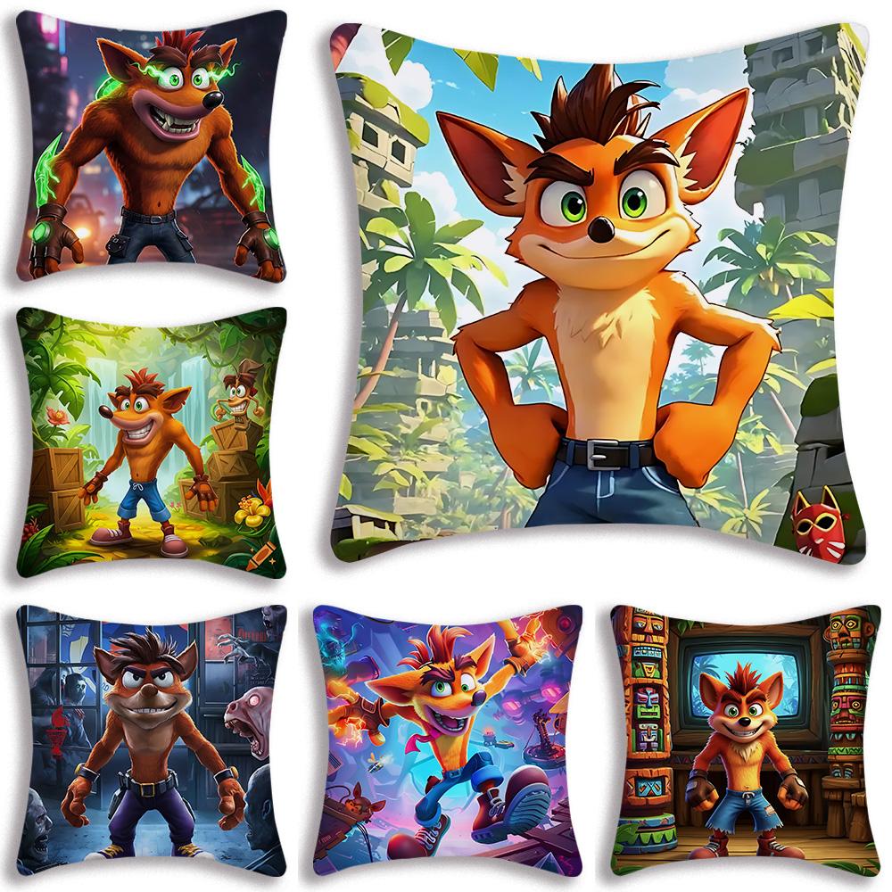 Мультяшные Crashs B-Bandicoots Наволочки Мультяшные Декоративные для Дивана Домашние Двусторонние Короткий Плюш Милая Наволочка