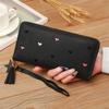 Women's Fashion Heart Long Leather Wristlet WalletLarge Capacity Multi Card Wallet Zipper Clutch Purse