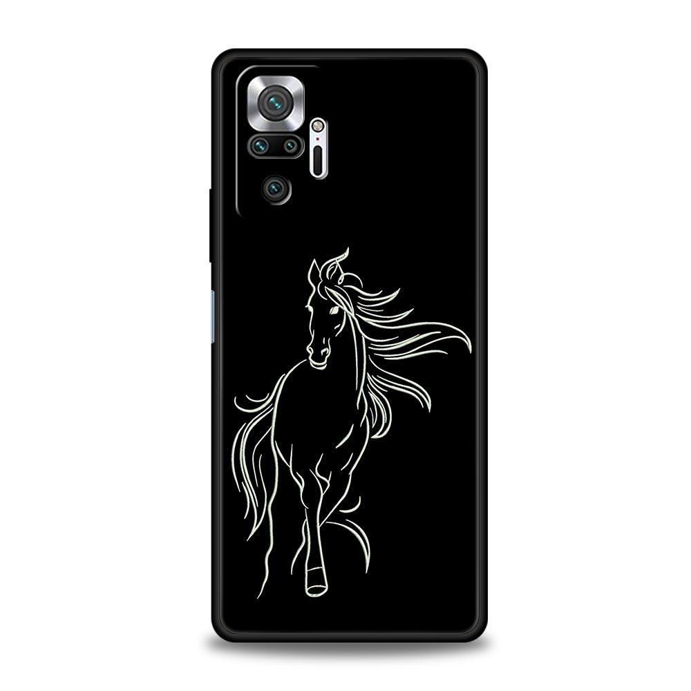 Чехол для телефона с изображением лошади, Арт Животные, Для Xiaomi Redmi Note 14 13 5G 10 11 12 Pro Plus 4G 14C 13C 12C 10C, Черный