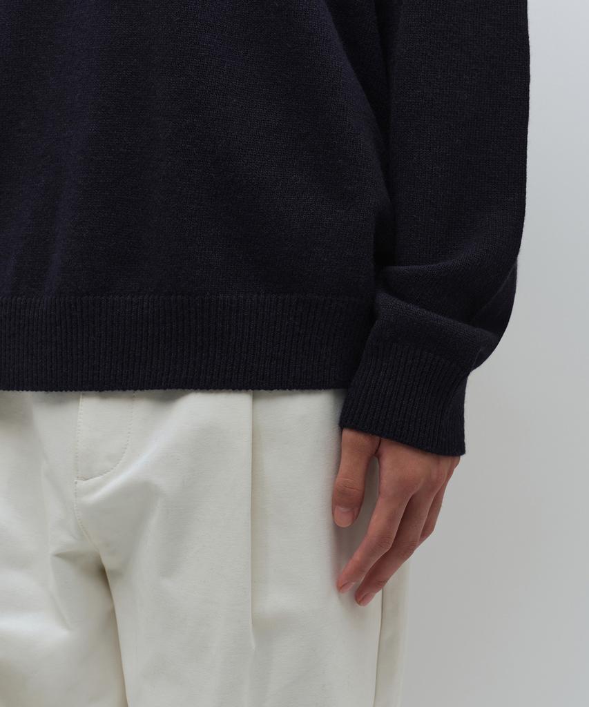 Musinsa Standard [Victoria Wool] Минималистичный вязаный кардиган с воротником [Темно-синий]