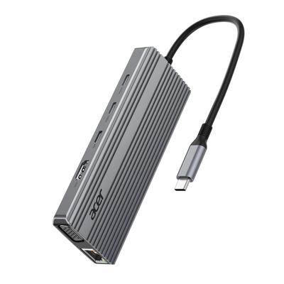 Док-станция Acer USB-C [11-в-1] Хаб Type-C HDMI Адаптер Поддержка двух мониторов HDMI 4K@60Hz / VGA 1080P / 2 x USB-C 10 Гбит/с / 3 x USB-A / Micro SD /