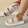 Extra Wide Women'S Fashion Fleece Slides - Comfortable Non-Slip Sole Open-Toe Design - Stylish Indoor Shoes