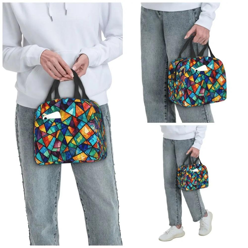 Abstract Stained Glass Tree Insulated Lunch Bag for Kids School Cooler Thermal Food Box Tote Portable Lunch Boxes Container