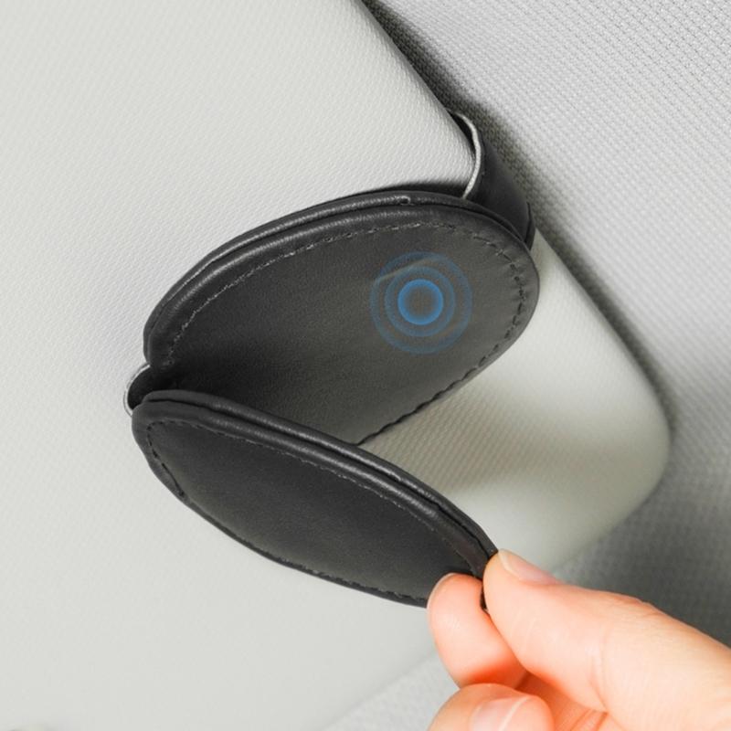 Glasses Holders for Car Sun Visor, Sunglasses Eyeglasses Mount Ticket Card Clip,PU Leather Glasses Holder