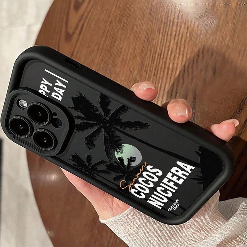 Простой чехол для iPhone с кокосовой пальмой, противоударный 16 Apple 15promax силиконовый 14 полноразмерный 13 пылезащитный 11 наборы