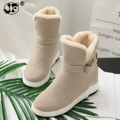 Женские полусапожки зимние короткие ботинки теплые туфли на плоской подошве Botas Mujer зимние ботинки с пряжкой модные туфли с круглым носком ботинки