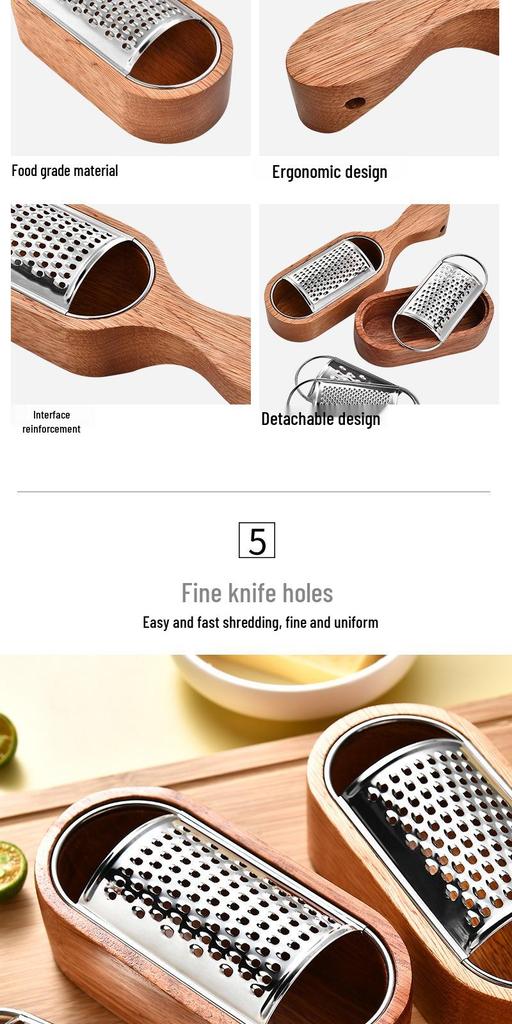 Деревянная и нержавеющая сталь Begonia Терка для сыра и овощей с контейнером