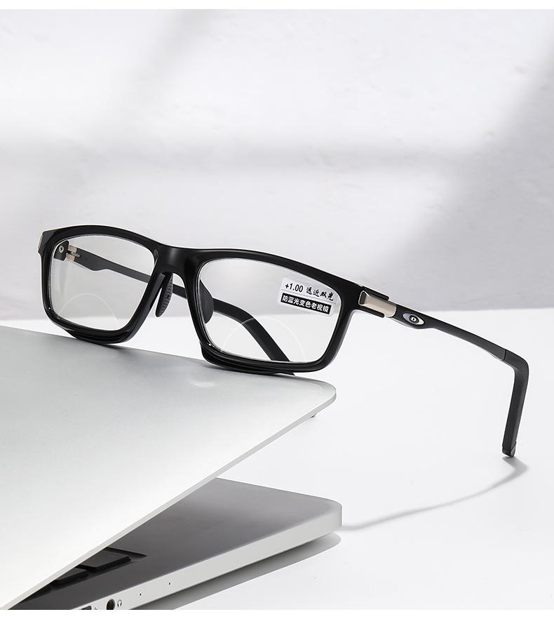 Фотохромные очки для чтения с двойным светом - Модный нескользящий алюминиево-магниевый дизайн для мужчин и женщин