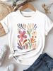 Художественная футболка с цветочным графическим принтом для женщин, шикарная, свежая, модная, летняя, хлопковая, с коротким рукавом