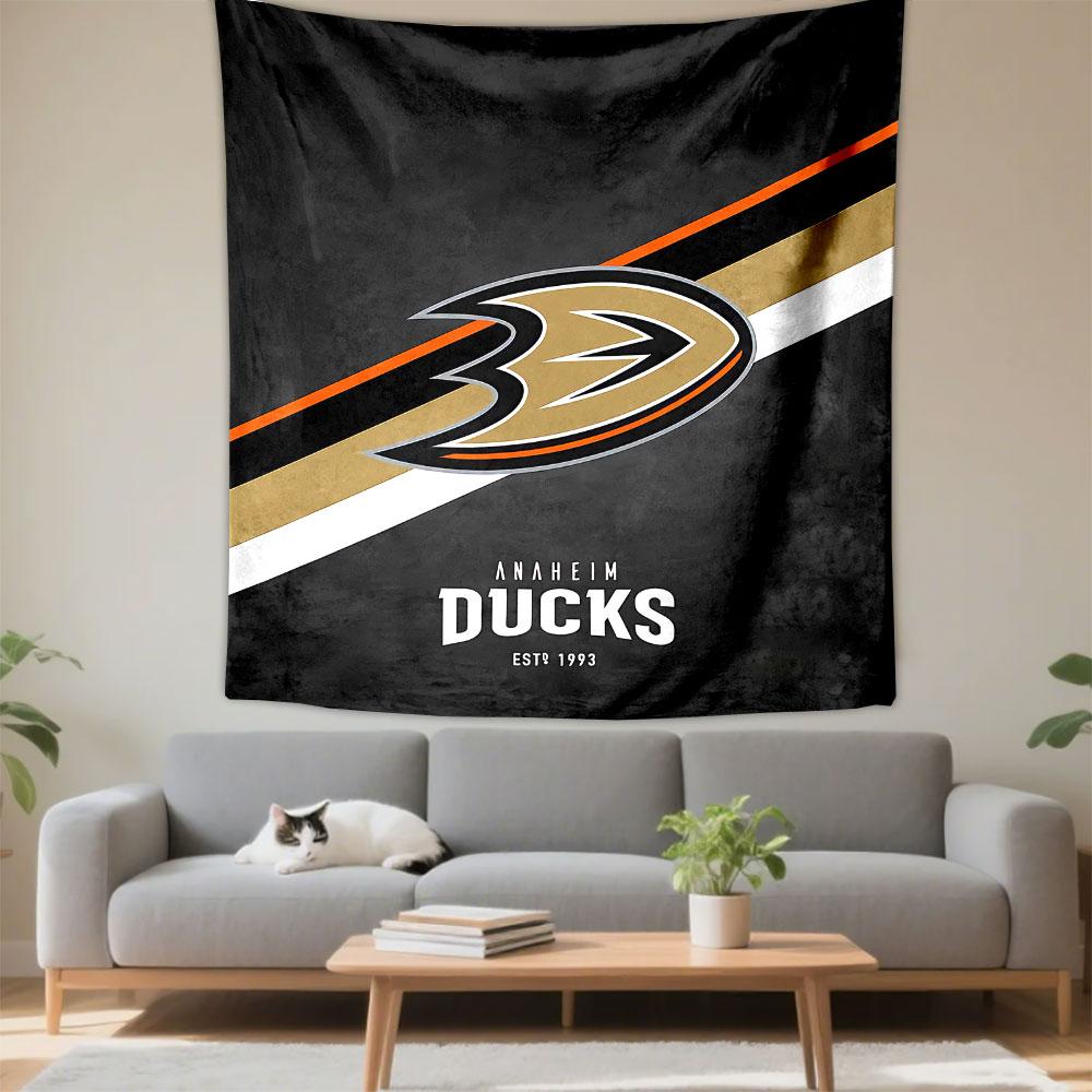 Anaheim Ducks Logo Tapestry Wall Hanging, NHL Hockey Duck Art, Sports Wall Decor for Bedroom Living Room Man Cave
