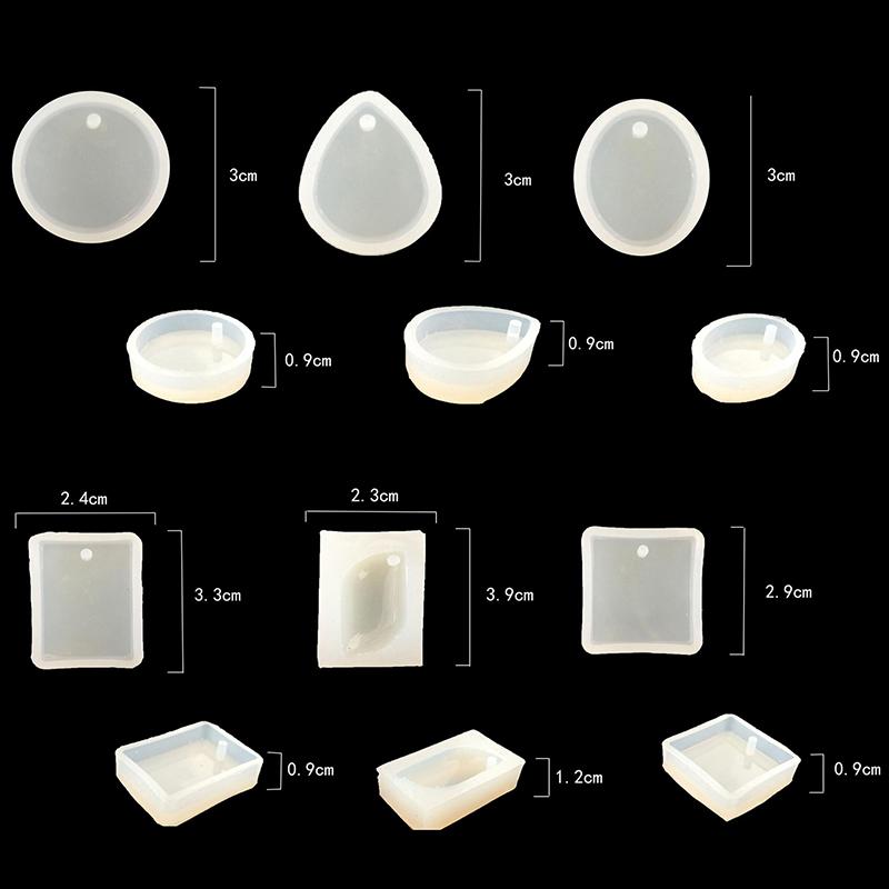 5Pcs/Set Keychain Silicone Mold Set Round Rectangle Pendant Jewelry Making Mould