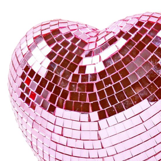 Фигурка Диско Сердце Блестящая Красная Розовая Сердцевидная Настольная Центральная Композиция Романтическое Отражающее Диско Зеркальное Сердце для Дня Святого Валентина Юбилея Свадьбы