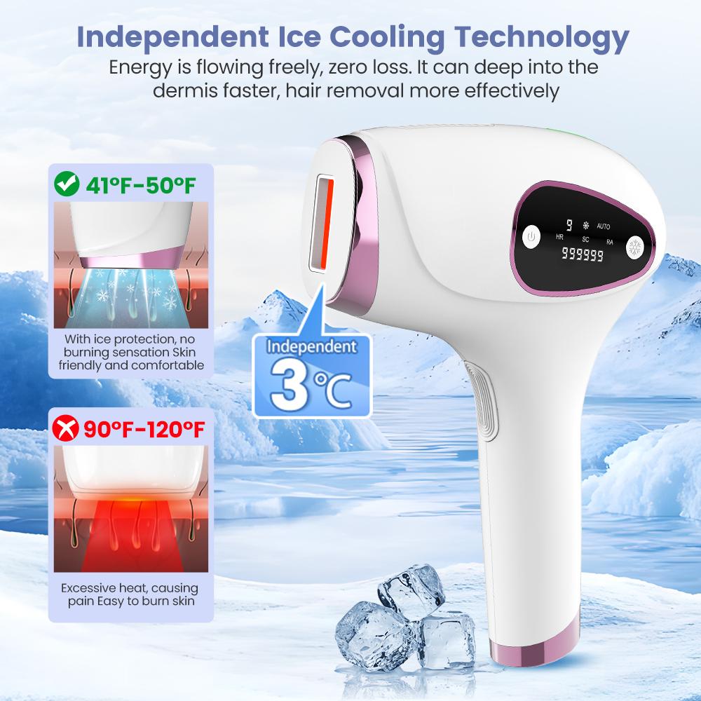 High Power Ice Cooling Best Laser Epilator Handheld Ipl Laser Hair Removal Removing Hair Painless At-home 3 in 1