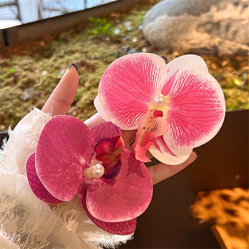 Модная заколка для волос в виде орхидеи, милая заколка для волос в виде челки на морском побережье, аксессуары для волос для женщин и девочек, головной убор в форме цветка