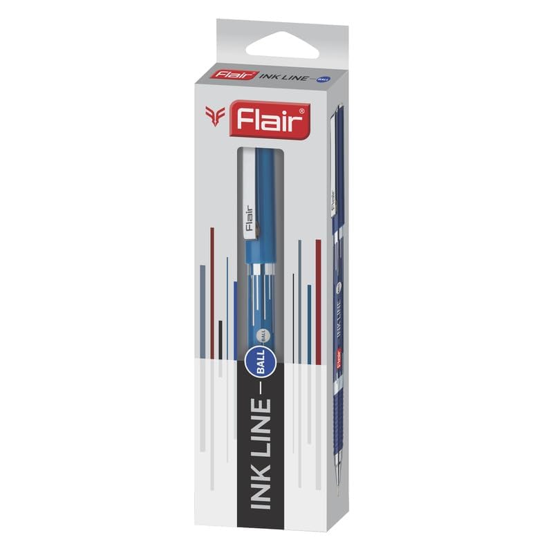 FLAIR Inkline Ball Pen Pack of 5 | Blue Ink | Lightweight, Refillable, Smooth Writing | School, Office & Home Use