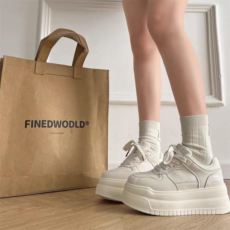 Foreign trade platform white shoes women's heightening soft baseplate shoes 2025 spring new versatile lightweight casual sports shoes