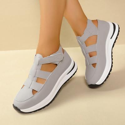 Повседневная обувь большого размера с полым дышащим верхом для женщин, весенняя новинка, женская удобная обувь на мягкой подошве и клиновидном каблуке, одинарная обувь