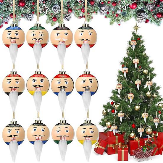12Pcs/Set Christmas Ball Pendant Classic Color Scheme Bearded Man Ornament Christmas Decoration Festive Home Office Decor