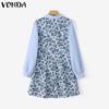 VONDA Женские летние платья из двух частей с длинным рукавом и цветочным принтом