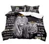 3PCS Lion King & Queen Bedding Set African Safari Animal Black Bedding Comforter Cover Bedroom Decor for Couples Full Size