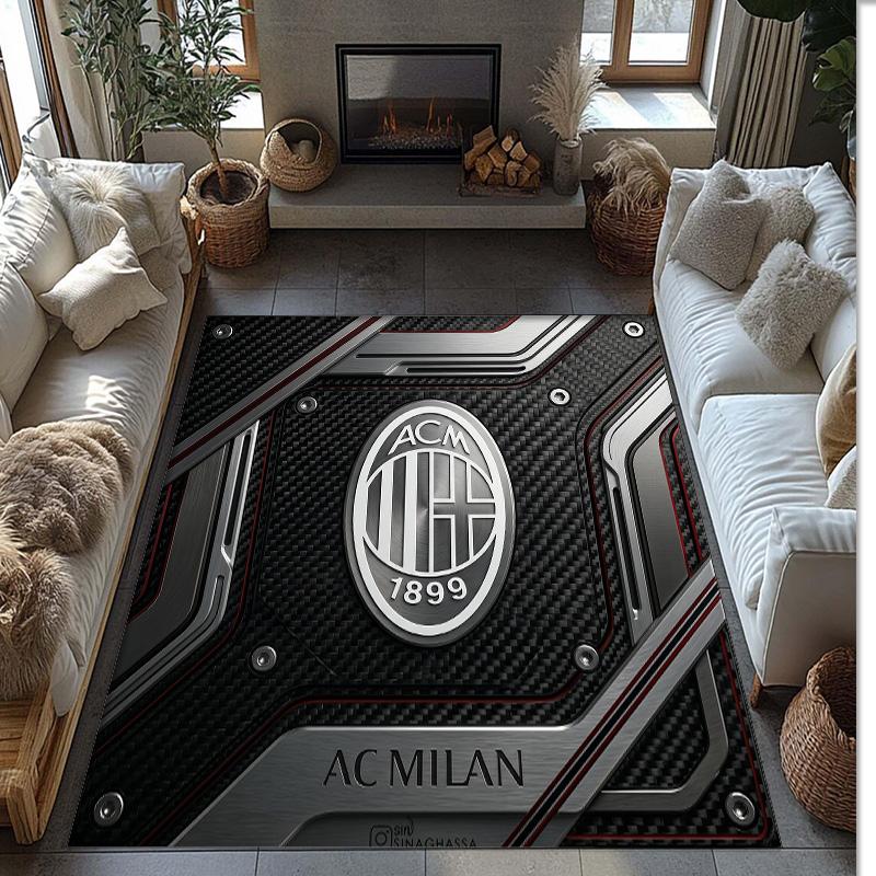 Фланелевый ковер с принтом AC Milan, нескользящий, мягкий, из полиэстера, для пола, декоративный коврик для спальни, гостиной, дивана, игровой комнаты, домашний декор