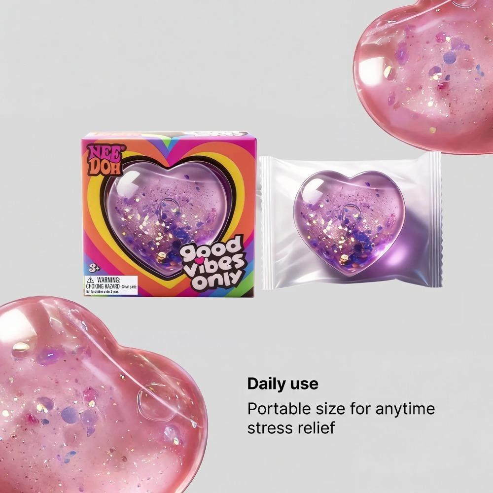 NeeDoh Teenie Sparkle Hearts сердцевидная сжимаемая игрушка с мягким и приятным прикосновением, не липкая и быстро восстанавливающая форму, милая и co