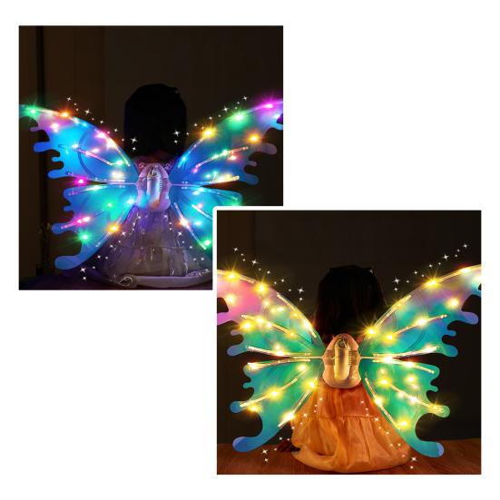 Электрические крылья бабочки-феи со светодиодной подсветкой, светящиеся радужные крылья для девочек, женщин, костюм для ролевых игр для вечеринки, Рождества