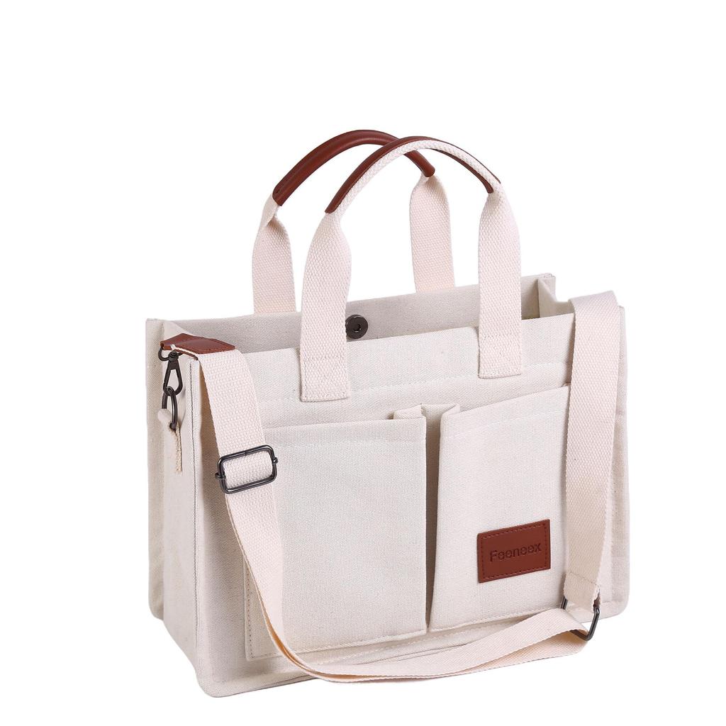 Женская ретро холщовая сумка - Большая вместимость, многослойная, на плечо и через плечо