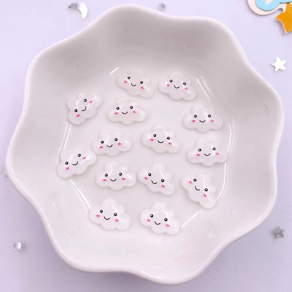 50 шт. красочных смоляных кавайных мини-раскрашенных мультяшных улыбок и облаков для дизайна ногтей с плоской задней частью, стразы для скрапбукинга, аксессуары для самостоятельного декора