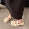 Design Sense Pleated Round Head Mary Jane Single Shoes Women's Summer 2025 New Shallow Mouth Word with Flat Bottom Commuter Ladyshoes