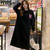 Женская мода Осень Зима Длинный рукав Круглый вырез Свободная талия Повседневные платья