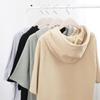Women's Summer Plus Size Loose Solid Colour Round Neck Hooded Drawstring T-Shirt Sweatshirt Short Sleeve