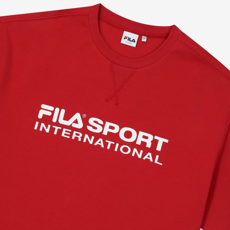 Fila Мужская футболка с принтом букв, короткий рукав, пуловер, топы, красный, FS2POF2131X-HRD