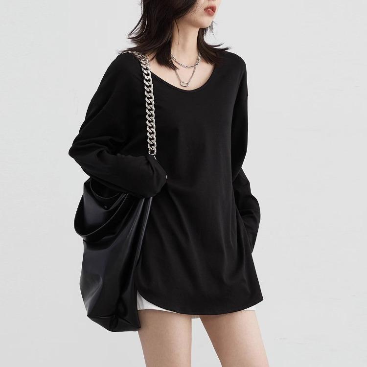 Весенняя хлопковая футболка для женщин, белые черные топы больших размеров