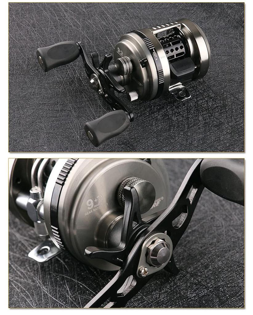 VISPREA Reel Bait Reel Fishing Reel Drum Reel Left-handed Right-handed Lightweight Shallow Groove Spool Drag 6KG Gear Ratio 7.0:1 Aluminum Alloy