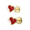 [J0414] - Red 'Love' Earrings (Gold - 9 Carats) - 6x5 Mm