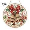 Round Acrylic Base Craft Christmas Faux Diamond Art Ornament Kit, Santa Angel Sun Catcher DIY Claus Crafting Project Board, 3D Bead Kit for