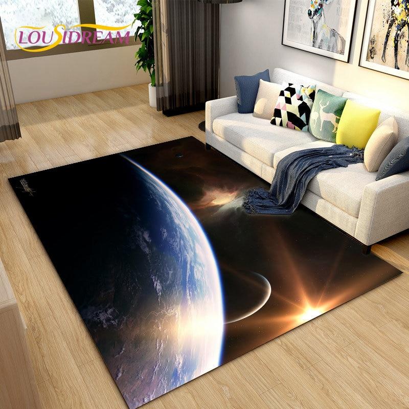 3D Galaxy Space Коврик с фиксированными звездами, Коврик для гостиной, Украшение детской комнаты, Детские игры, Нескользящий напольный коврик