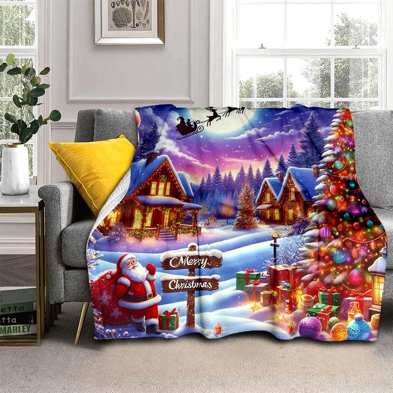 Cartoon Santa Claus Merry Christmas Snowman New Year Gift Soft Flannel Blanket for Beds Bedroom Sofa,Throw Blanket for Cover