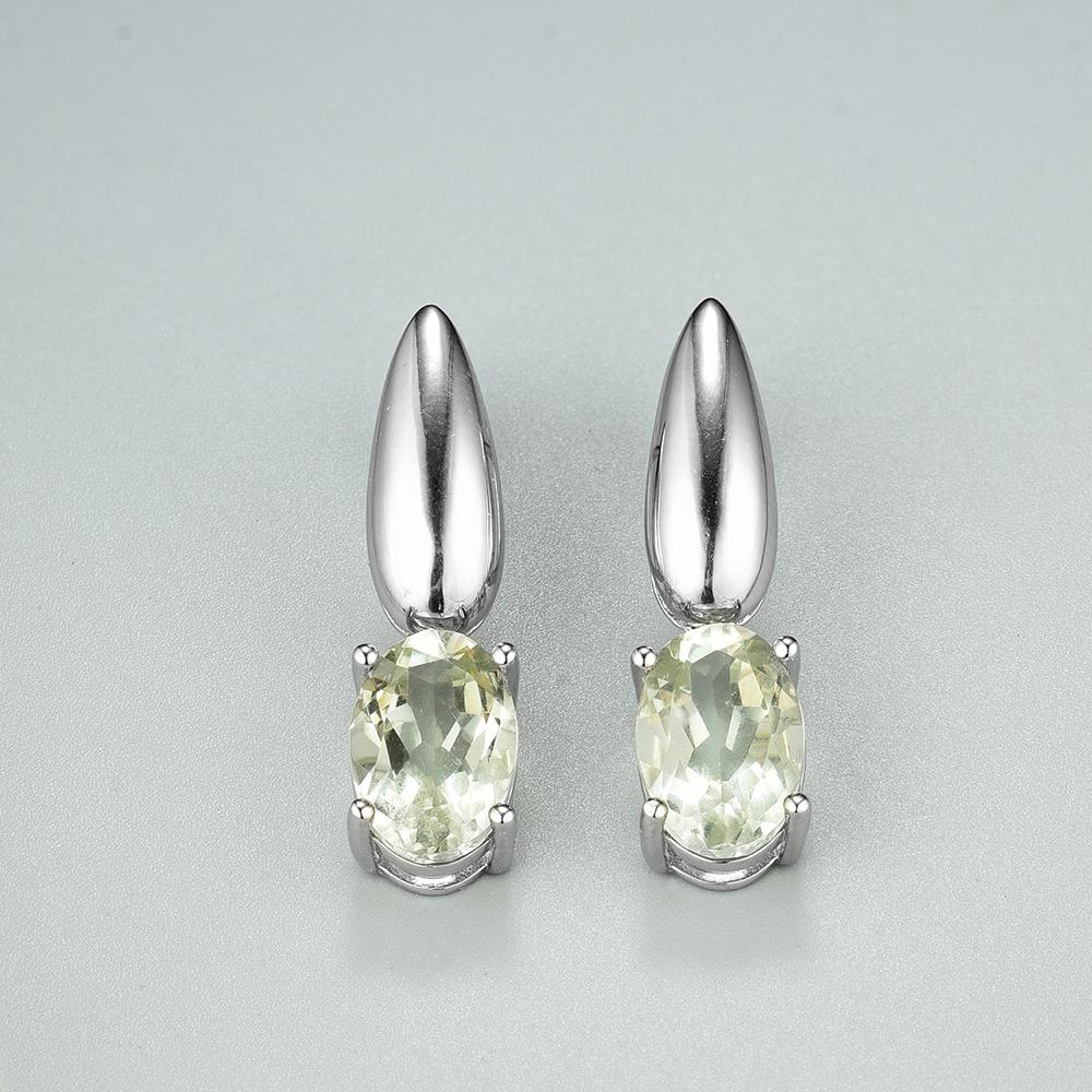 Bolaijewelry Натуральный зеленый аметист овальные серьги с драгоценными камнями 8*12 мм, серебро 925 пробы, простые женские изысканные ювелирные изделия, подарок