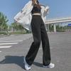 Женские черные джинсы широкого кроя в корейском стиле с высокой талией на весну/осень