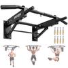 Pull Up Bar Wall Mounted Chin Up Bar With Folding Design 3 Hooks For Resistance Bands Supports Up To 120 Kg Black
