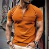 Модная мужская повседневная рубашка поло с коротким рукавом и V-образным вырезом на пуговицах, однотонная деловая футболка