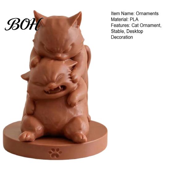 Забавная статуэтка кота для полок, Коты-бойцы, Украшение, 3D-печатная фигурка сложенных котят, Прочные маленькие декоративные предметы из PLA, Вход, Креативные
