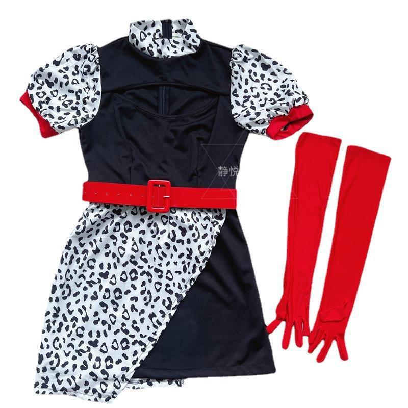 Хэллоуин Взрослый Костюм Фильм 101 Костюм Верного Пса Черно-Белое Платье Ведьмы Куилы