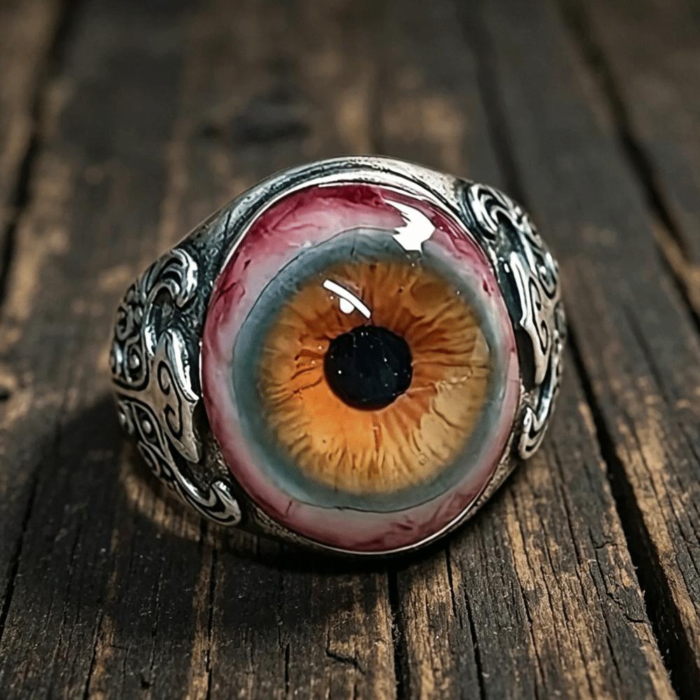 Carving Patterns Adjustable Open Ring Zinc Zinc Alloy Realistic Bloodshot Eye Band Ring Theme Party