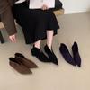 Retro Pointed V-mouth Thin Heel Suede Single Shoes 2025 New Design Versatile Commuter High Heels Women