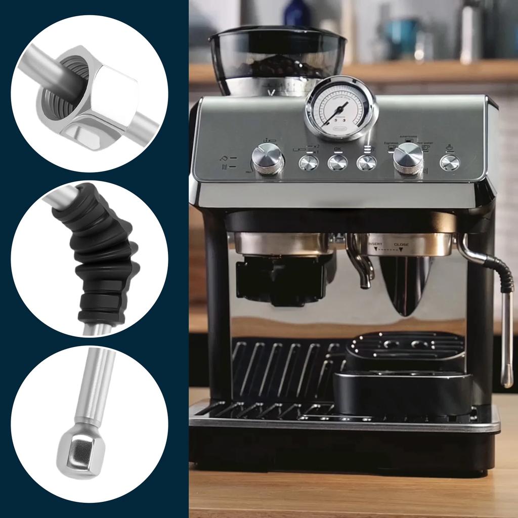 Паровая трубка с 2 насадками Запасная паровая трубка из нержавеющей стали Портативная паровая трубка для кофемашины DeLonghi 680/685