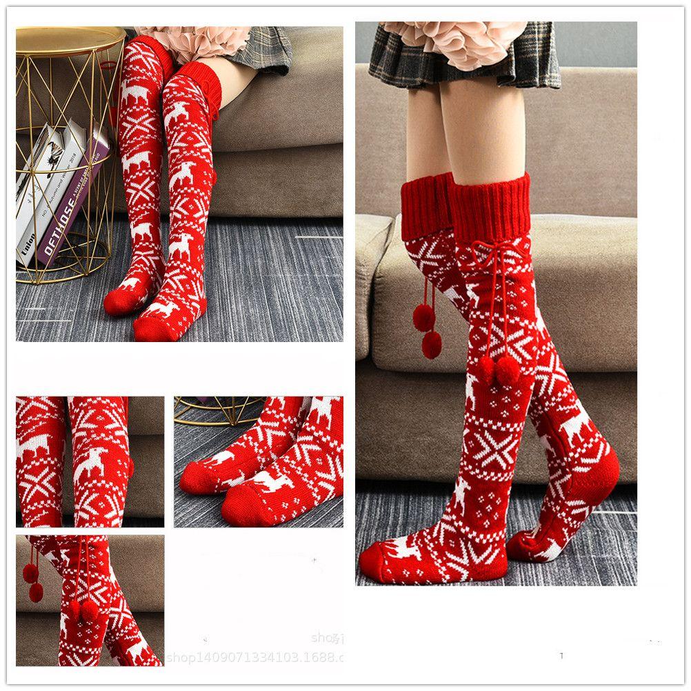 Thigh Winter Ladies Girls Warm Knit Socks Christmas Stockings Women's Socks Over The Knee Socks