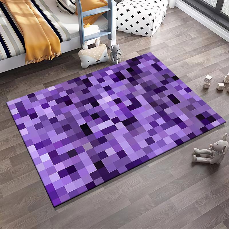 Geometric Purple Pixel Design Area Rug for Modern Home Decor Suitable for use as an anti-slip for living room bedroom sofas